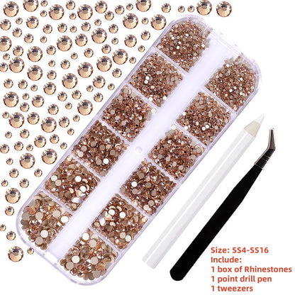 Crystal AB Rhinestone Nail Art Kit 12 Grid