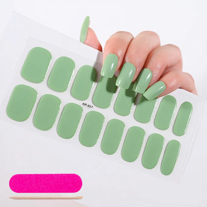 16Tips Semi-cured Gel Nail Stickers Red/Wine Red Nails Gel slider UV lamp Cured Extended Nails DIY Women Nails Decal Decor Gifts