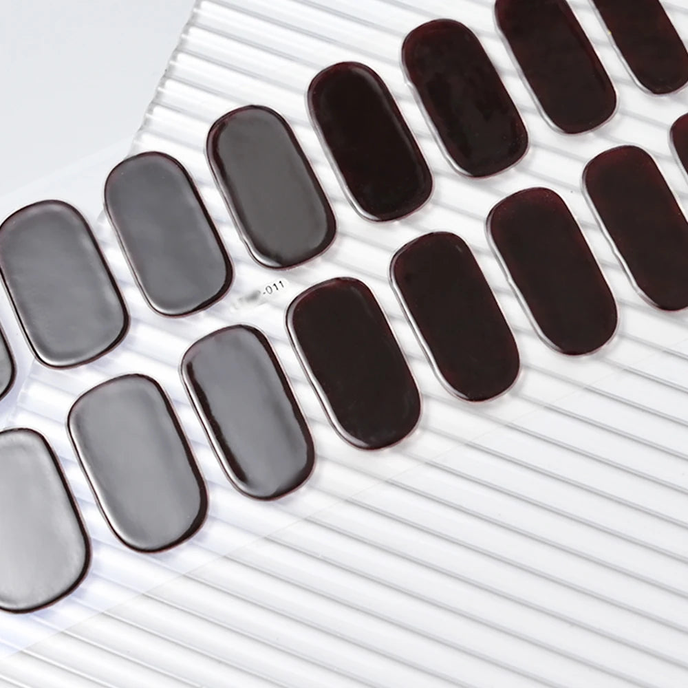 16Tips Semi-cured Gel Nail Stickers Red/Wine Red Nails Gel slider UV lamp Cured Extended Nails DIY Women Nails Decal Decor Gifts