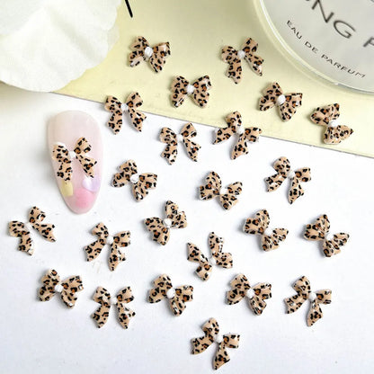 Leopard Print Bow Nail Charms 50pc