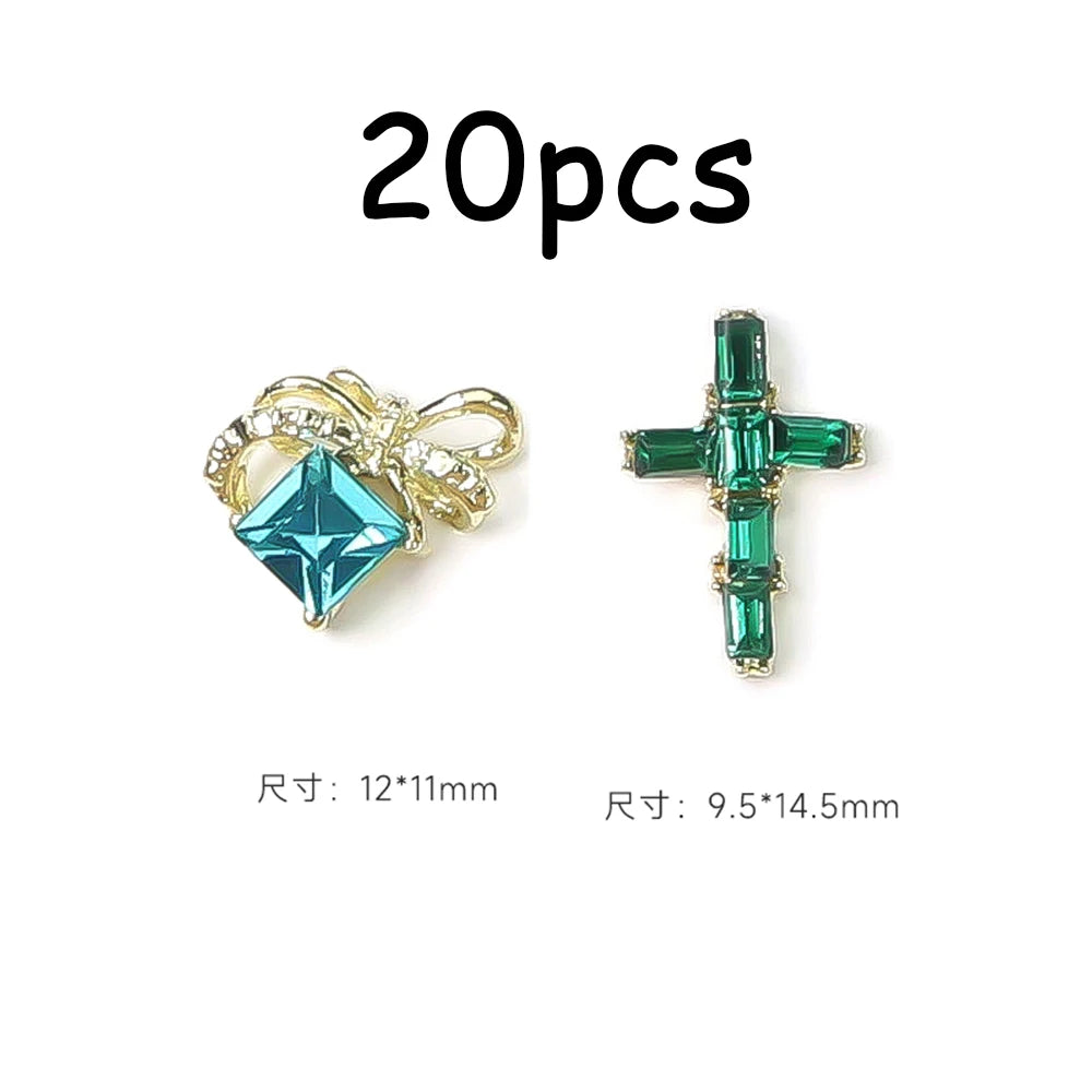 30/20/10PC Pink Ribbon Resin Bow Parts Nail Charms Mix-Style Bow Rhinestone Jewelry 8-12mm Y2K Accessory for DIY Manicure Decora