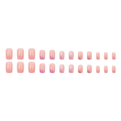 Pink Glitter Flower Press-On Nails