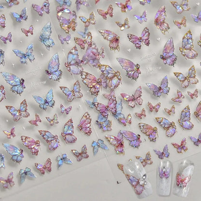 5D Butterfly Aurora Nail Stickers