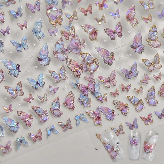 5D Butterfly Aurora Nail Stickers