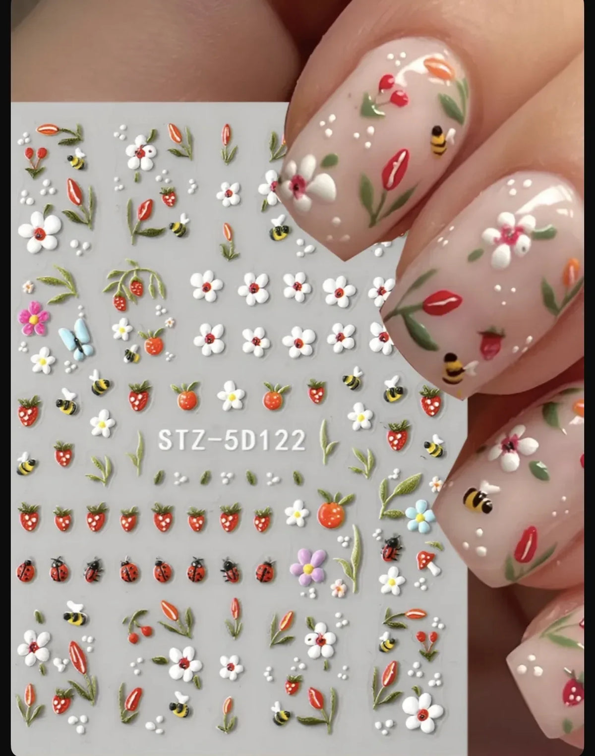 1Bag Daisy flower Nail Stickers Kawaii Spring Flowers Butterfly Design Nails Decals DIY fashion manicure decorations sliders