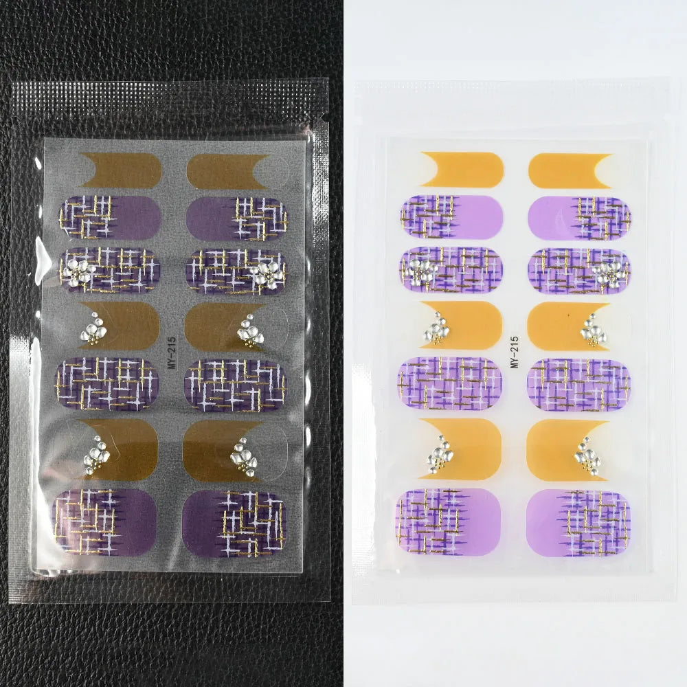 59 Style of Nail Stickers 1Sheet Rhinestones Fashion Nail Wraps Self Adhesive Manicure Decoracion DIY Full Cover Nail Sticker#5-