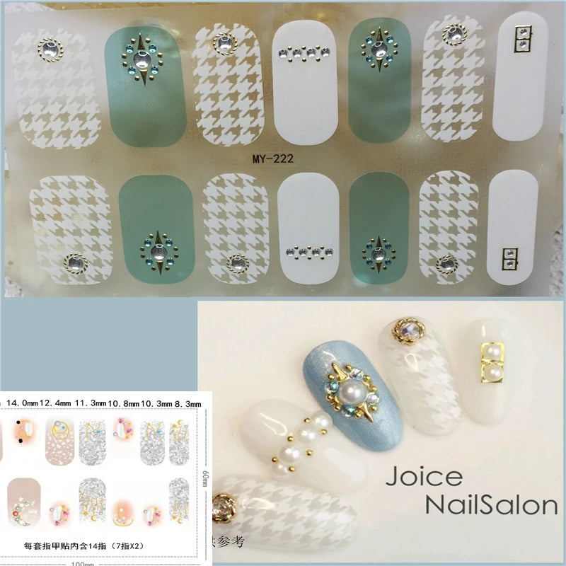 59 Style of Nail Stickers 1Sheet Rhinestones Fashion Nail Wraps Self Adhesive Manicure Decoracion DIY Full Cover Nail Sticker#5-