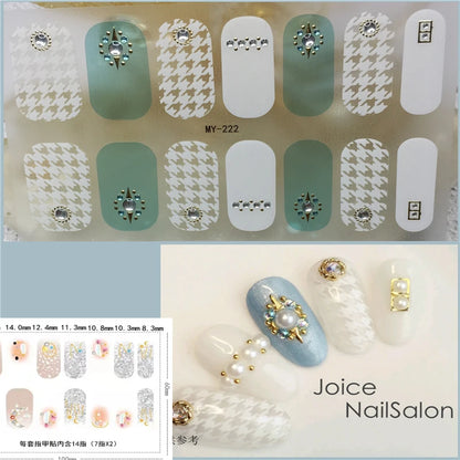 59 Style of Nail Stickers 1Sheet Rhinestones Fashion Nail Wraps Self Adhesive Manicure Decoracion DIY Full Cover Nail Sticker#5-