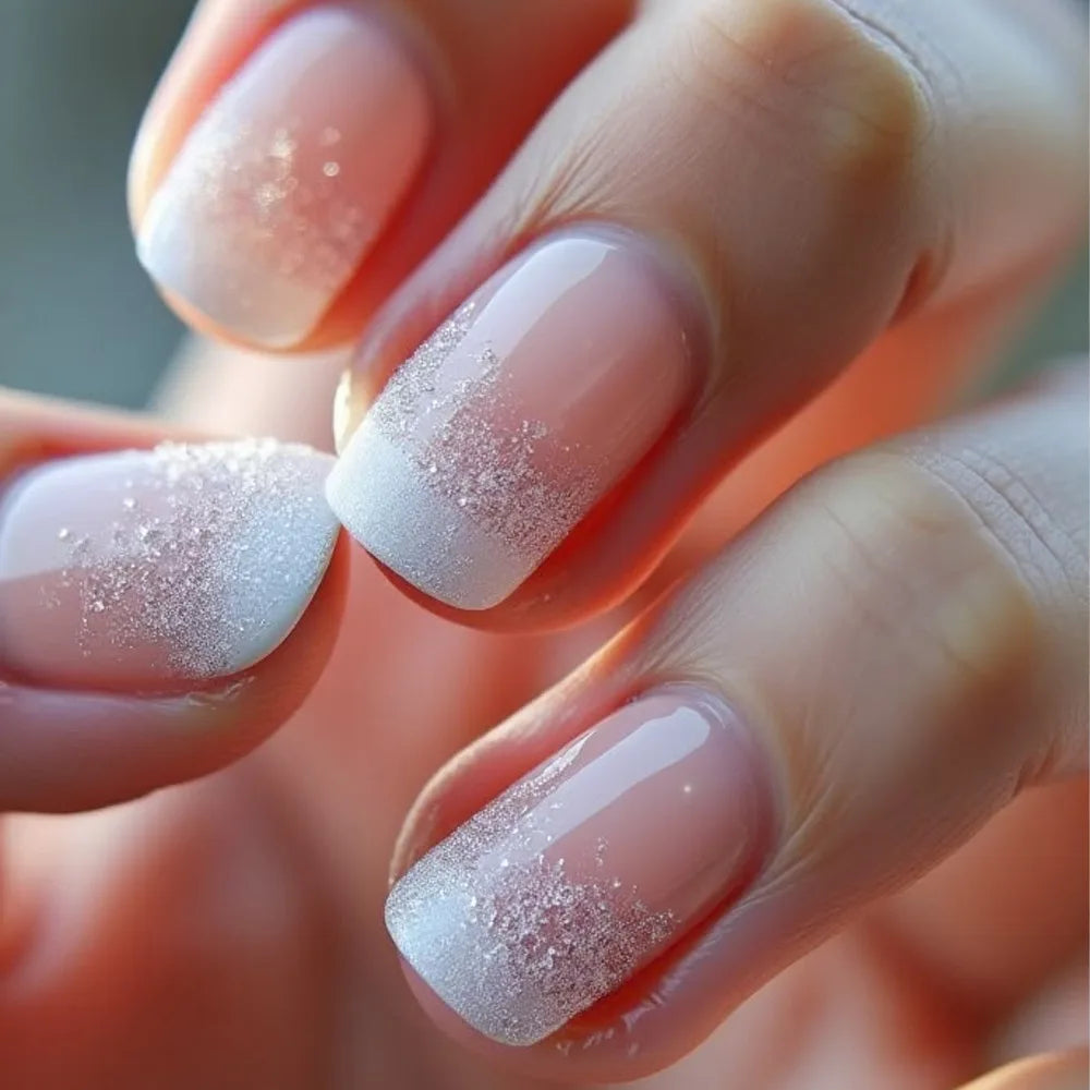Glitter White French Press-On Nails