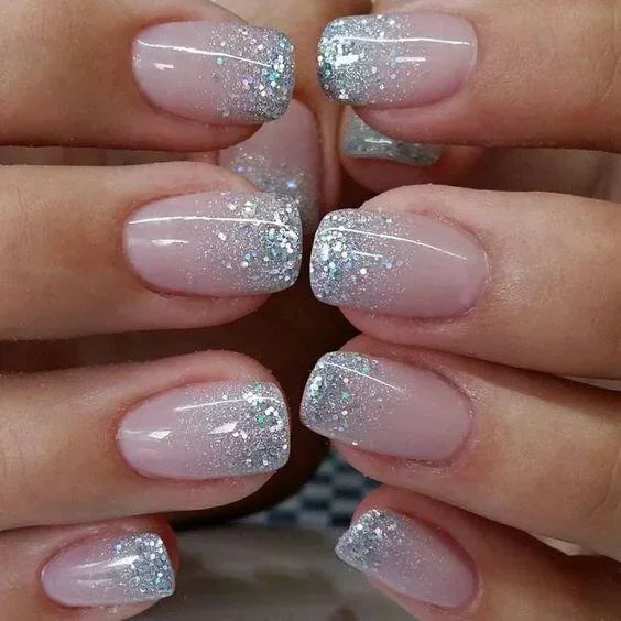 Glitter White French Press-On Nails