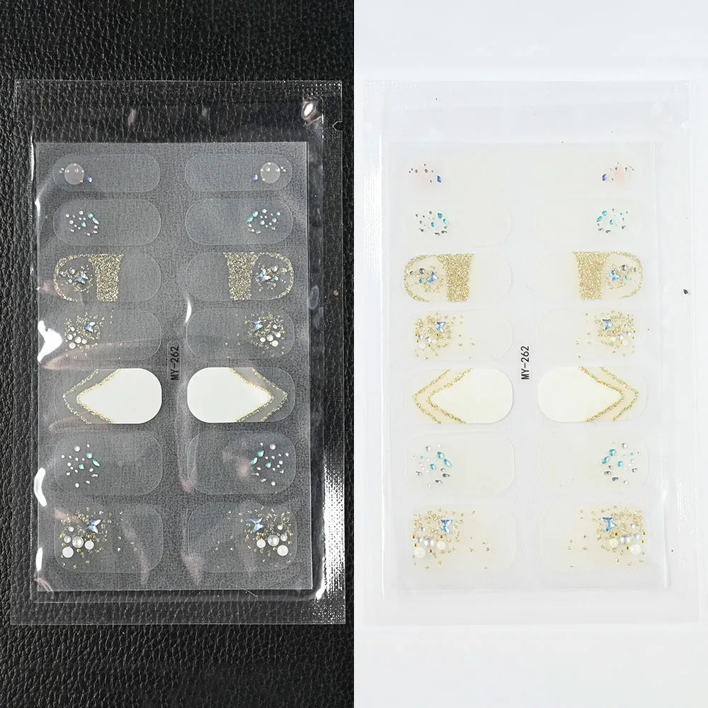 59 Style of Nail Stickers 1Sheet Rhinestones Fashion Nail Wraps Self Adhesive Manicure Decoracion DIY Full Cover Nail Sticker#5-