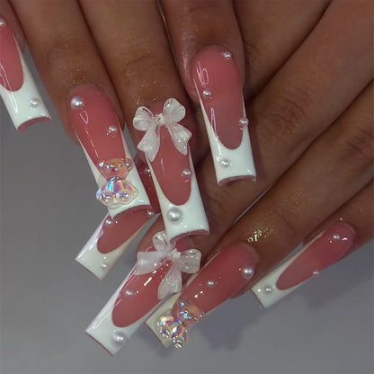 Leopard Cherry Rhinestone Press-On Nails