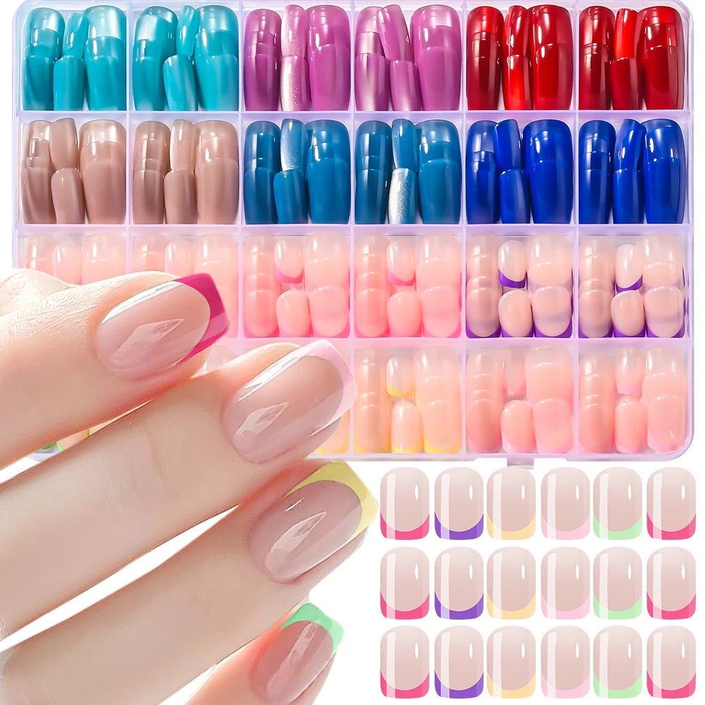 Red Blue Cat Eye Coffin Nails 288pc