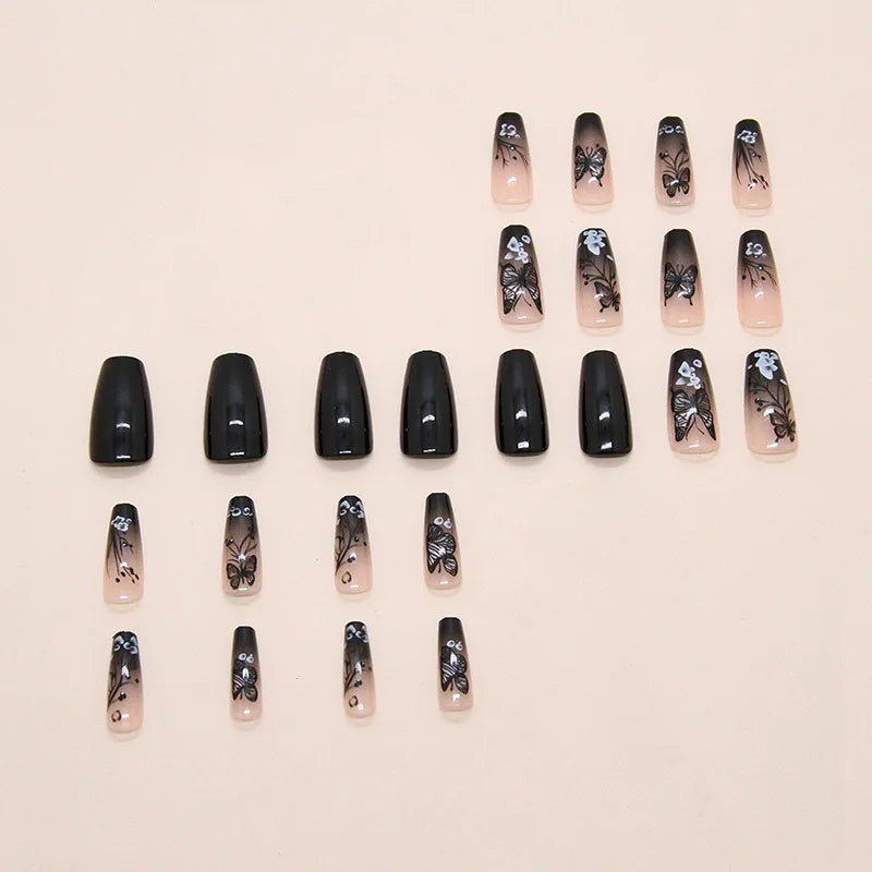 Peachy Gradient Coffin Press-On Nails