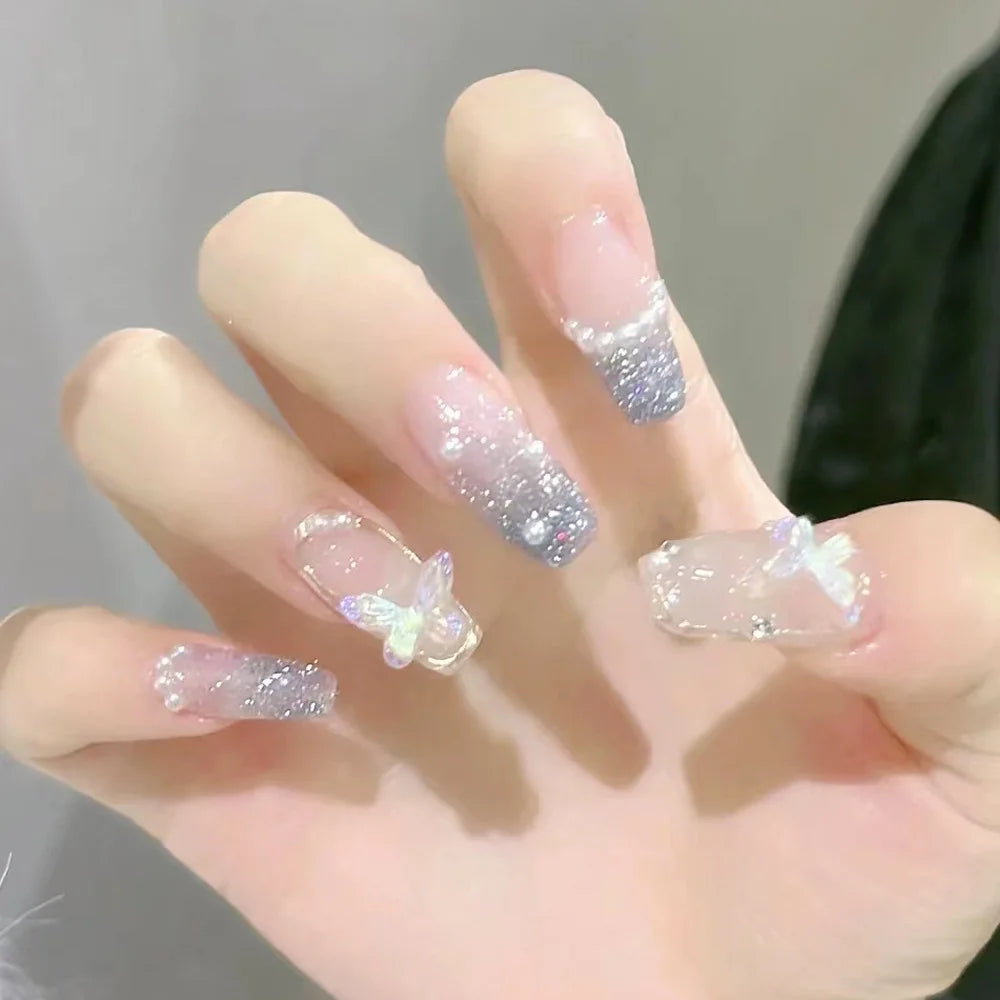 Moon Star Glitter Press-On Nails