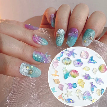 Conch Shell Jellyfish Ocean Nail Charms 50pc