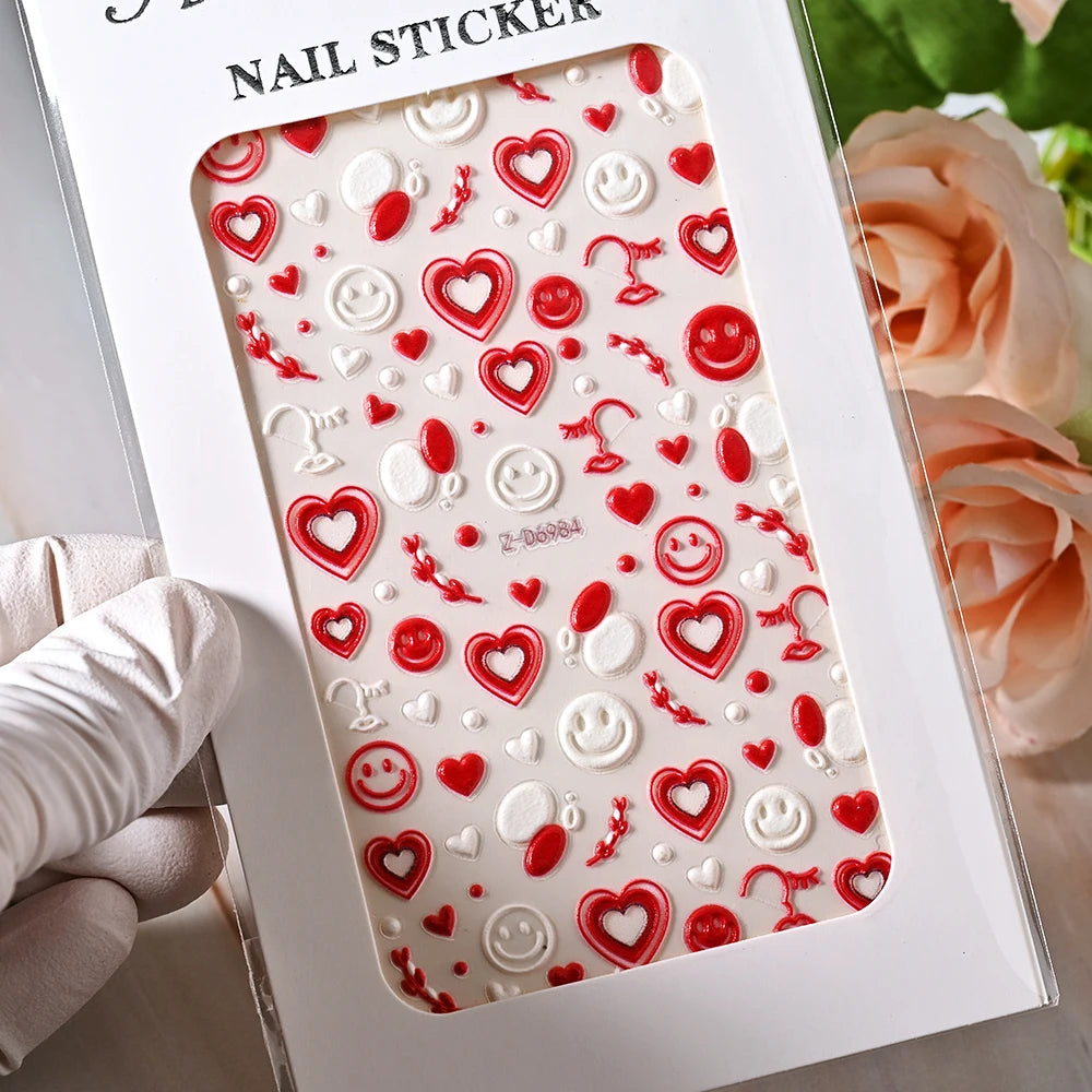 5D Sea Nail Art Stickers Embossed Self-Adhesive Ocean Beach Style Nail Slider Kawaii Starfish/Shell/Coral Reef Decor Nail Decals