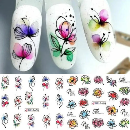 Ink Bloom Graffiti Nail Art Stickers