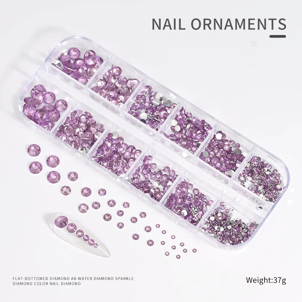 Crystal AB Rhinestone Nail Art Kit 12 Grid