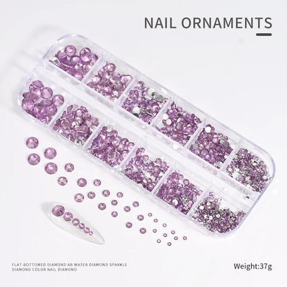 Crystal AB Rhinestone Nail Art Kit 12 Grid