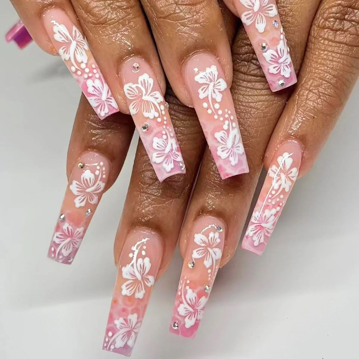 Leopard Cherry Rhinestone Press-On Nails
