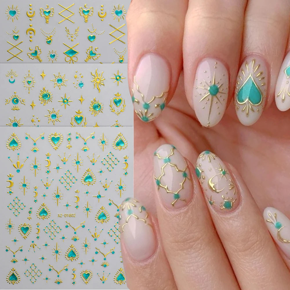 5D Bohemian Gold Silver Nail Art Stickers