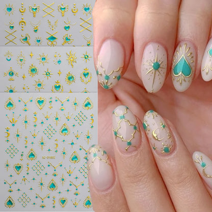 5D Bohemian Gold Silver Nail Art Stickers