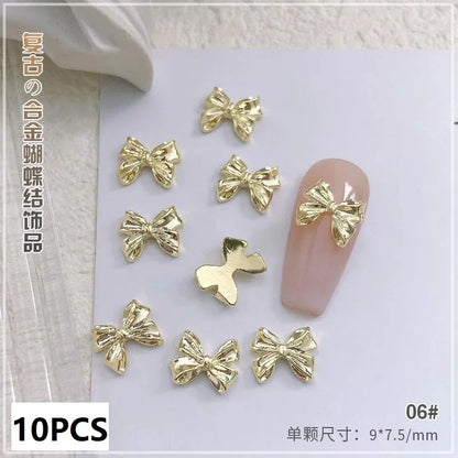 New 10pcs Butterfly Parts Ribbon Parts Ribbon Decorations Nail Figures Bows Nail Charms Bow Nail Accessories SZZS09