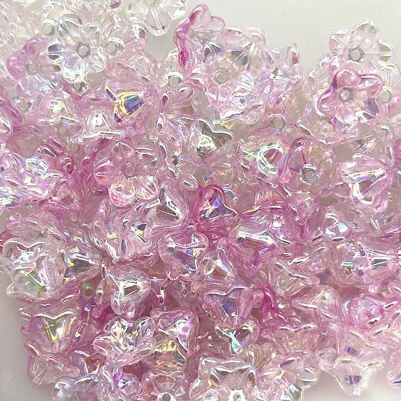 Gradient Bellflower Acrylic Bead Caps 50pc