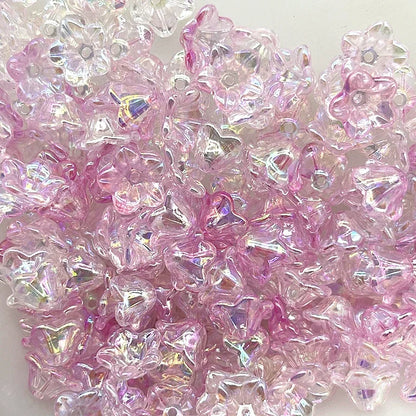 Gradient Bellflower Acrylic Bead Caps 50pc