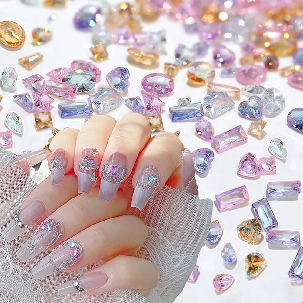 Mixed Shape Zircon Nail Rhinestones 50pc