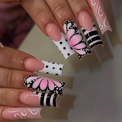 Leopard Cherry Rhinestone Press-On Nails