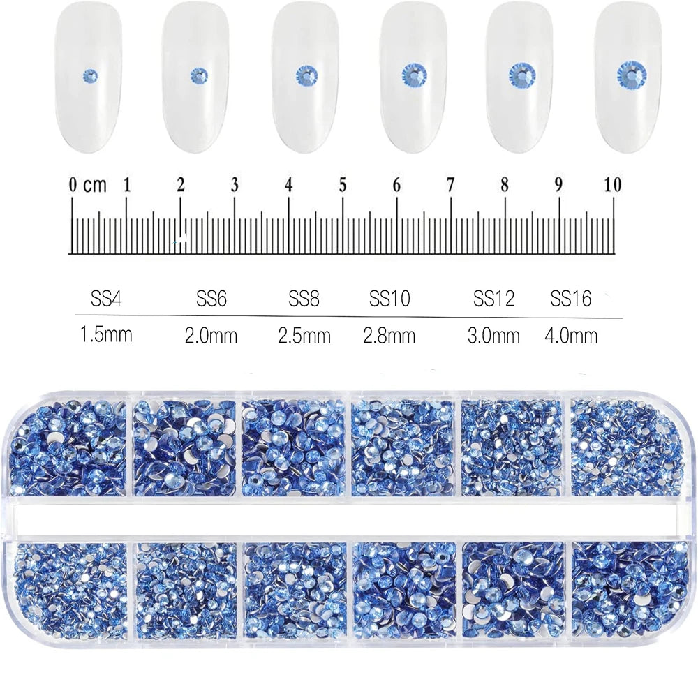 Crystal AB Rhinestone Nail Art Kit 12 Grid