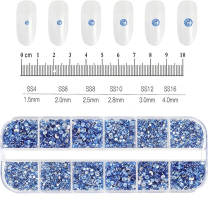Crystal AB Rhinestone Nail Art Kit 12 Grid