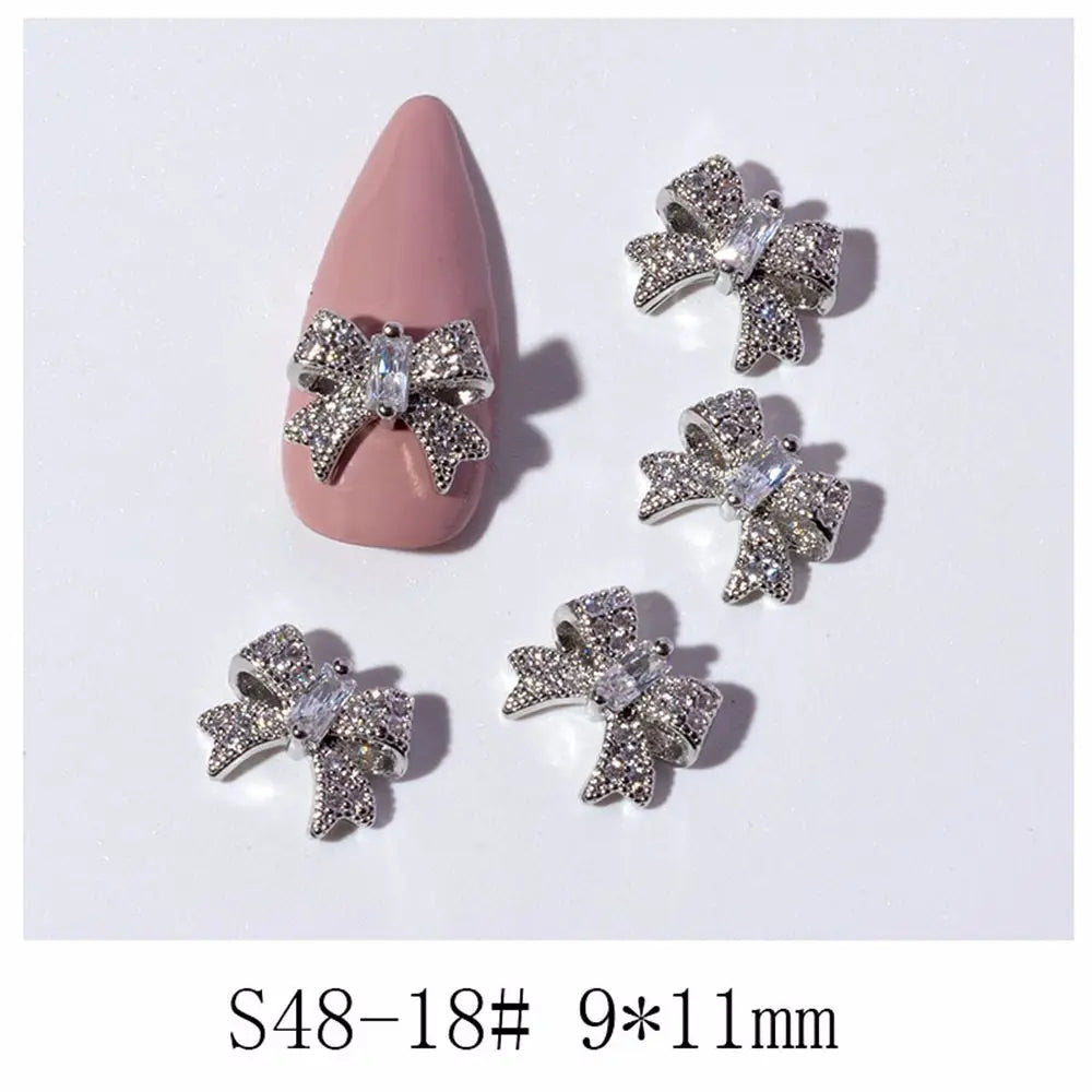 Crystal Bow Butterfly Pearl Nail Charms