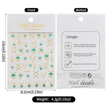 5D Bohemian Gold Silver Nail Art Stickers