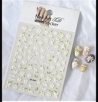 1Bag Daisy flower Nail Stickers Kawaii Spring Flowers Butterfly Design Nails Decals DIY fashion manicure decorations sliders