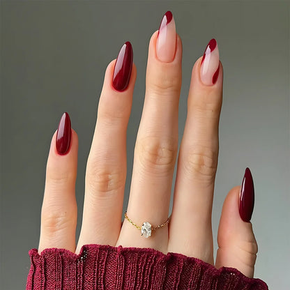Wine Red Almond Press-On Nails