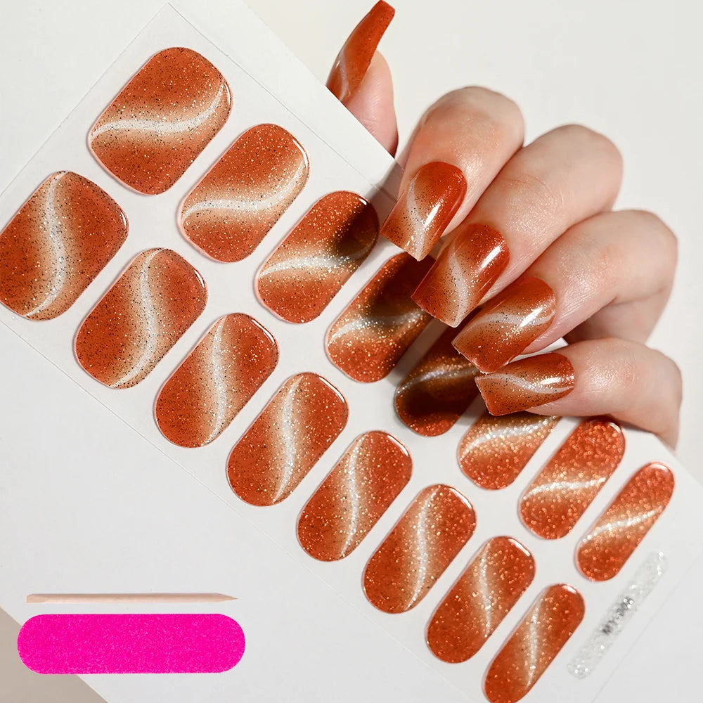Semi Cured Wraps Fast Gel Nail Sticker Soild Nail Gel Wraps Adhesive Full Cover Gel Nail Decal UV Lamp Cured Manicure Decoration
