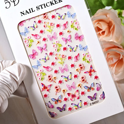 5D Sea Nail Art Stickers Embossed Self-Adhesive Ocean Beach Style Nail Slider Kawaii Starfish/Shell/Coral Reef Decor Nail Decals