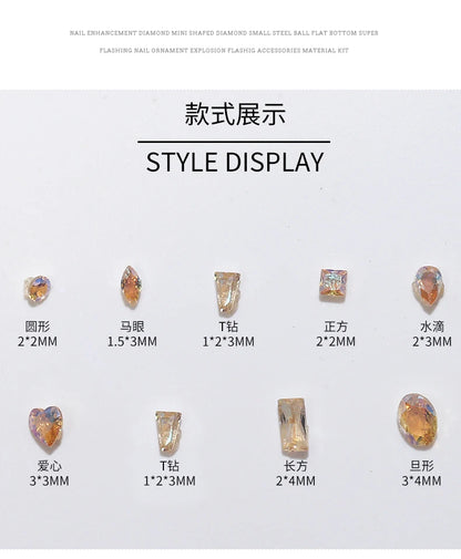 Mixed Shape Zircon Nail Rhinestones 50pc