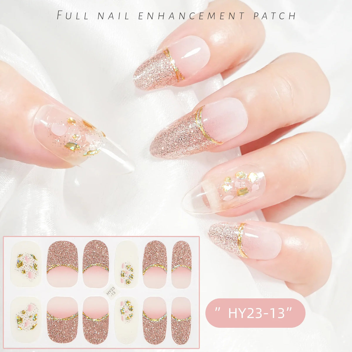 59 Style of Nail Stickers 1Sheet Rhinestones Fashion Nail Wraps Self Adhesive Manicure Decoracion DIY Full Cover Nail Sticker#5-