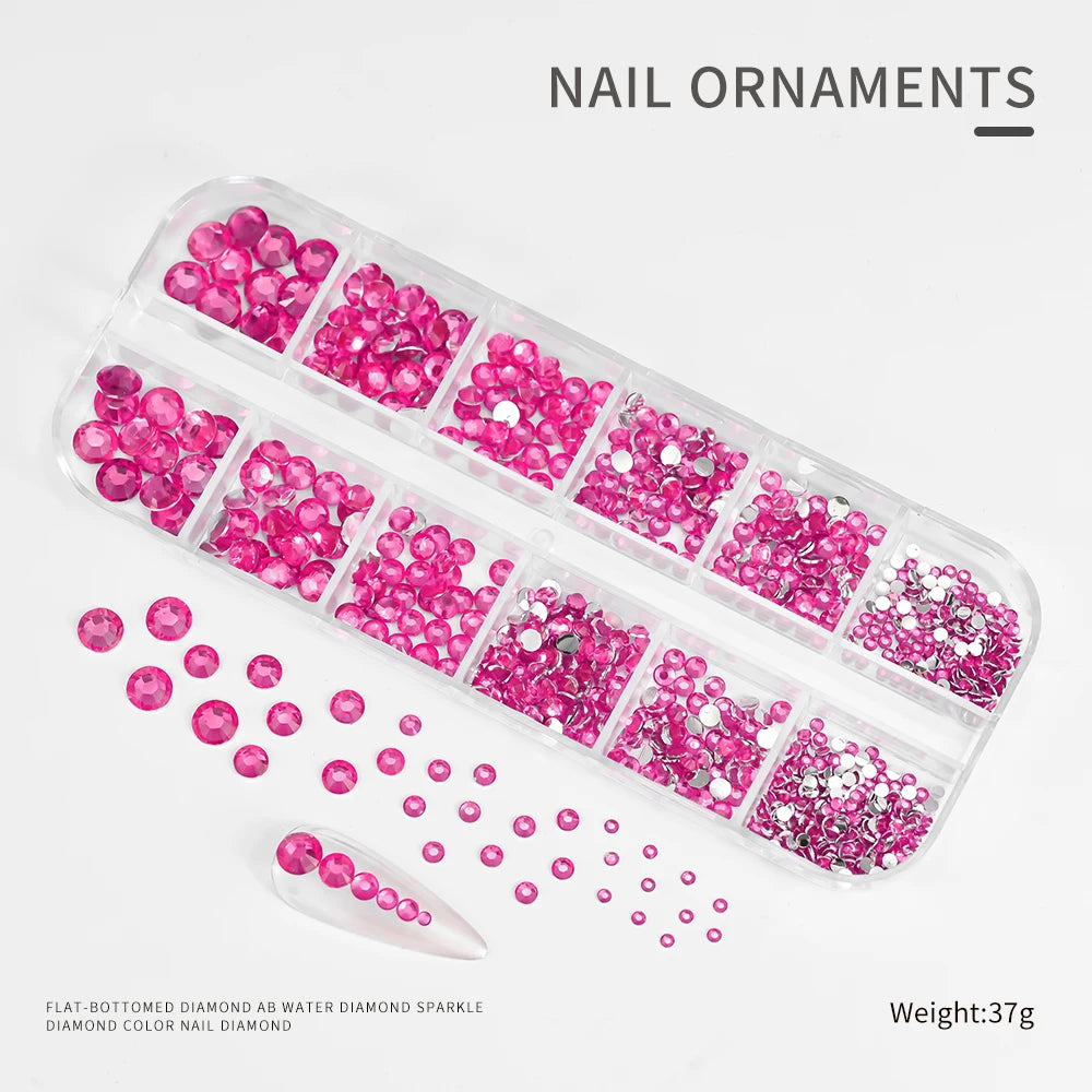 Crystal AB Rhinestone Nail Art Kit 12 Grid