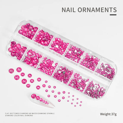 Crystal AB Rhinestone Nail Art Kit 12 Grid