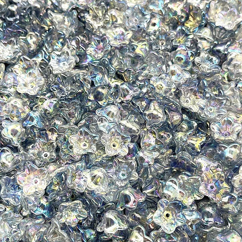 Gradient Bellflower Acrylic Bead Caps 50pc