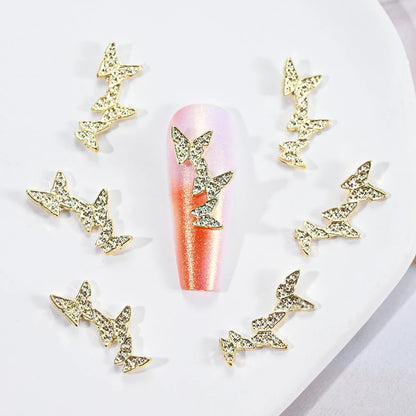 Pink Butterfly Zircon Nail Charms 10pc