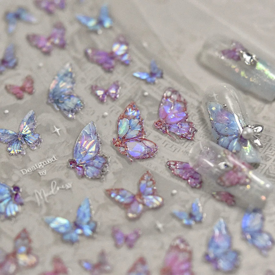 5D Butterfly Aurora Nail Stickers