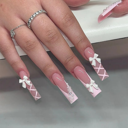 Leopard Cherry Rhinestone Press-On Nails