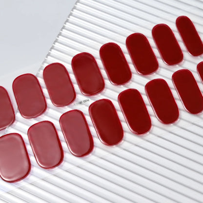 16Tips Semi-cured Gel Nail Stickers Red/Wine Red Nails Gel slider UV lamp Cured Extended Nails DIY Women Nails Decal Decor Gifts