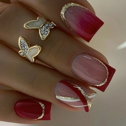 Glitter White French Press-On Nails